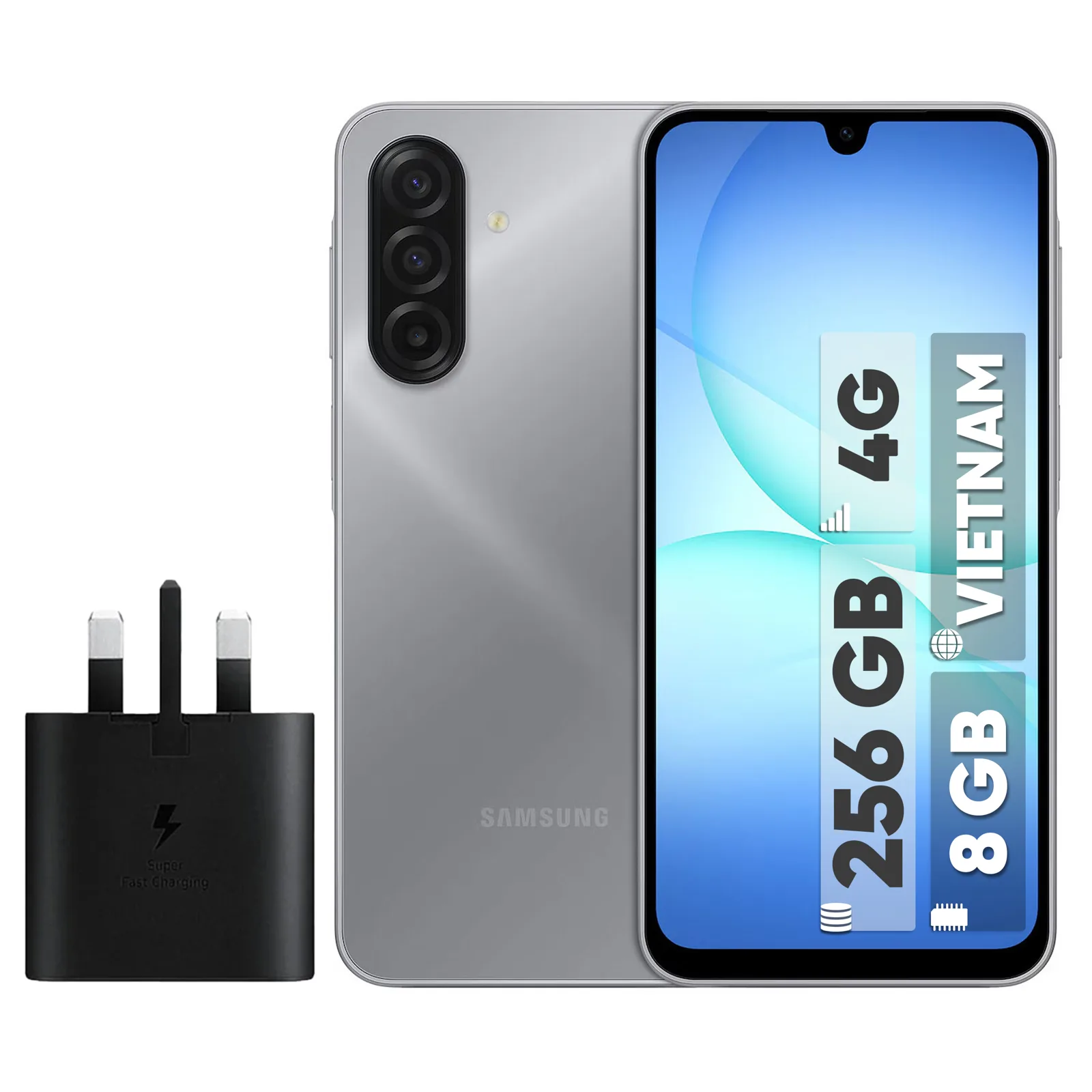 گوشی موبایل سامسونگ مدل Galaxy A17 4G دو سیم کارت ظرفیت 256 گیگابایت و رم 8 گیگابایت - ویتنام - به همراه شارژر 25 وات سامسونگ