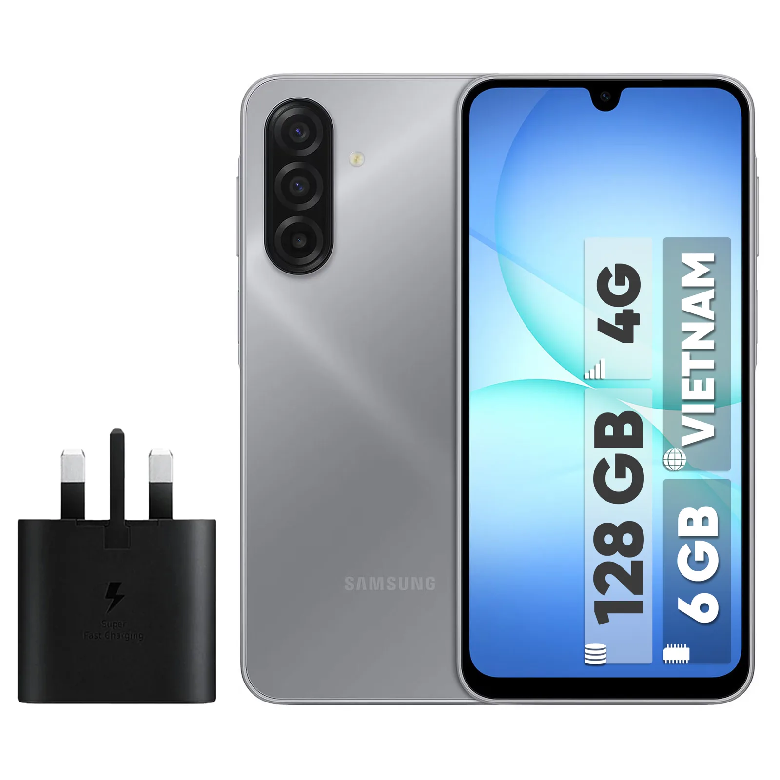 گوشی موبایل سامسونگ مدل Galaxy A17 4G دو سیم کارت ظرفیت 128 گیگابایت و رم 6 گیگابایت - ویتنام - به همراه شارژر 25 وات سامسونگ